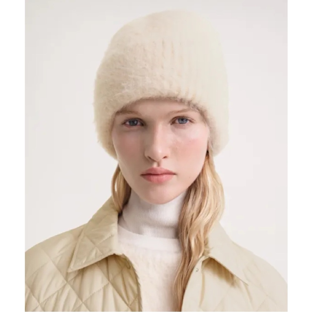 New Toteme Alpaca Beanie in Ecru.